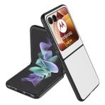 Longstong Motorola Moto Razr60 (6.9 inç) için uygun cep telefonu kılıfı, kod serisi metal-deri kılıf koruyucu kılıf - beyaz