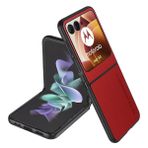 Longstong Motorola Moto Razr60 (6.9 inç) için uygun cep telefonu kılıfı, kod serisi metal-deri kılıf koruyucu kılıf - kırmızı