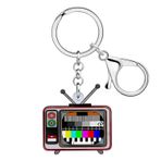 LONYOO Akrilik Vintage Kaset Bandı Anahtarlık Cüzdan Araba Ker Zinciri Yüzük Vintage Takı Nostalji Hediyeler Kadınlar Kızlar için Charms, Televizyon anahtarlığı, M