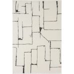 Look Black Lb004w Krem Halı Siyah Dekoratif Çizgili Modern Desen Akrilik Yumuşak Tozuaz Salon Halısı 100 X 200 Krem