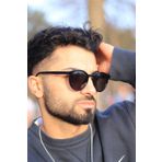 Lookup Yeni Sezon Yuvarlak Siyah Çerçeve Siyah Cam Erkek Güneş Gözlüğü