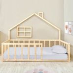 Loolpi Home Loolpi Home Montessori Bebek ve Çocuk Karyolası Unisex Doğal Ahşap Yatak - 100 x 200 cm