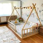 Loolpi Home Montessori Bebek ve Çocuk Karyolası Ahşap 80 x 180 cm Doğal Çam Malzeme ile Tasarlandı