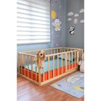 Loolpi Home Montessori Bebek Ve Çocuk Karyolası Kapılı Unisex Doğal Ahşap Yatak 60 cm Bariyer 90 x 190 LoolpiNM45