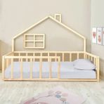 Loolpi Home Montessori Tasarımlı Unisex Bebek ve Çocuk Karyolası 90 x 190 cm Doğal Çam Ahşap