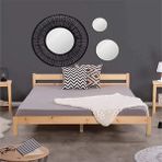 Loolpi Home Palet Yatak Doğal Ahşap Başlıklı Karyola - 160 x 200 cm