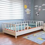 Loolpi Home Unisex Bebek ve Çocuk Karyolası Doğal Ahşap Yatak - Beyaz - 100 x 200 cm