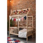 Loolpi Home – Unisex Montessori Bebek ve Çocuk Karyolası Çatılı Doğal Ahşap Yatak Doğal Ahşap 70 x 130 LoolpiNM55