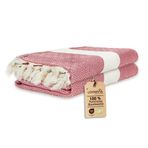 Loomvia - 2'li paket -%100 Pamuk Peştamal 100x180 cm, Havuz ve Plaj Havlusu, Spor Havlusu, Hızlı Kurur ve Koku Yapmaz, Emici, Hafif ve Kompakt, kırmızı