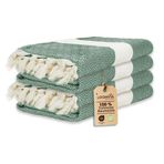 Loomvia - 4'lü paket -%100 Pamuk Peştamal 100x180 cm, Havuz ve Plaj Havlusu, Spor Havlusu, Hızlı Kurur ve Koku Yapmaz, Emici, Hafif ve Kompakt, yeşil
