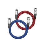 LoongGate Premium XLR kablo, sokete fiş, 3 kutuplu fiş, naylon örgü, ekranlı, kayıtlar, mikser, hoparlör sistemleri için profesyonel mikrofon/ses kablosu, 3 m, 2'li set