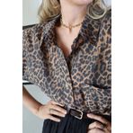 Loop Leopar Kumaş Düşük Omuzlu Oversize Gömlek - Leopar