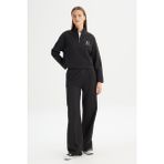 Loose Fit Geniş Kesim Siyah Pamuklu Esnek Sweatpant