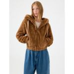 Loose Long Crop Kadın Mont - Camel - XS