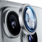 Lopard Apple iPhone 16 Pro Lens Kamera Koruyucu Premium Safir Parmak Izi Bırakmayan Cl-12 - Gümüş