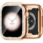 Lopard Apple Watch 10 Serisi 46mm Taşlı Kılıf Sert Pc Kasa Koruma Gard 05 - 46mm Apple Watch 10 - Rose Gold