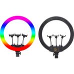 Lopard Rgb Ringlight 54CM Işıklı 3'lü Telefon Tutucu LED Selfie Youtuber Tiktok Işığı Kumandalı Mj-56 - Siyah