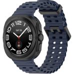 Lopard Samsung Galaxy Watch Ultra 47MM KRD-118 Tırtıklı Delikli Fenomen Silikon Kordon - Midnight Blue