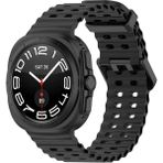 Lopard Samsung Galaxy Watch Ultra 47MM KRD-118 Tırtıklı Delikli Fenomen Silikon Kordon - Siyah