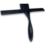 Loputon Paslanmaz çelik duş çekçeki, duş, pencere çekçeki, cam duş, pencere ve ayna için duş duvarı çekeceği – Çizgisiz su giderimi için mükemmel (31 cm, siyah)