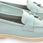 Lopy Hakiki Deri Mavi Kadın Günlük Ayakkabı Loafer Makosen Mavi 40