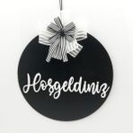Lora Davet Ahşap Kapı süsü Hoşgeldiniz - Siyah 54226