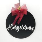 Lora Davet Ahşap Kapı süsü Hoşgeldiniz - Siyah 54229