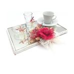 Lora Davet Damat Kahve Fincanı Tepsisi Fushia 54176