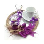 Lora Davet Damat Kahve Fincanı Tepsisi Mor 54199