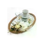 Lora Davet Damat Kahve Fincanı Tepsisi Oval (1 Adet) Beyaz - 54194