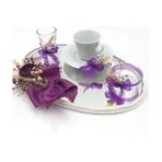 Lora Davet Damat Kahve Fincanı Tepsisi Oval (1 Adet) Mor - 54187