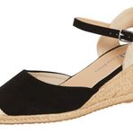 Lora Dora Bayan Hessian kama sandalet bellek köpük Slingback orta topuklu moda Espadrille ayak bileği kayışı yaz ayakkabı, Bellek Köpüklü Siyah, 4 UK