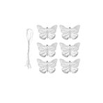 Lora Wedding 6cm 6 Adet Gümüş Renkli Metal Kelebek Yılbaşı Ağacı Süsü, Yılbaşı Hediyelik Aksesuarı