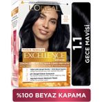 L'Oréal Paris Excellence Intense 1.1 Gece Mavisi Saç Boyası Krem Formül %100 Beyaz Kapama 99 ml