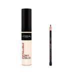 L'Oréal Paris Infaillible 24H Tüm Yüze Uygulanabilir Kapatıcı - 322 Ivory & Mini Paradise Le Khol Siyah Göz Kalemi Makyaj Seti