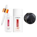 L'Oréal Paris Revitalift Clinical 12 Saf C Vitamini Aydınlatıcı Serum Revitalift Clinical SPF 50+ Günlük Yüksek Uv Korumalı Yüz Güneş Kremi 50 ml Çanta Cilt Bakım Seti
