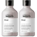 L'Oréal Professionnel Paris Serie Expert Silver Çok Açık Sarı, Gri Ve Beyaz Saçlar Için Renk Dengeleyici Mavi Şampuan 300ml (2 paketi)