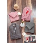 Lorateks Roze 12 Parça Kutulu Güpürlü Bornoz Takımı | Bornoz | Havlu & Havlu Seti | Banyo Çeyiz Seti