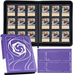 Lorcana Kartları için Bağlayıcı, Premium 9 Cepli Ticaret Kartı Albümü, 500 Cepli ve Playmat Lorcana Kartları, Jetonlar ve Kurallar sayfasıyla uyumlu - Klasik Mor