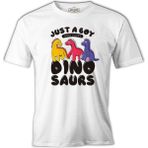 Lord T-Shirt A Boy Who Loves Dinosaurs Beyaz Erkek Tshirt - 3XL