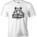 Lord T-Shirt A Cat In A Coffee Cup Beyaz Erkek Tshirt - M
