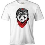 Lord T-Shirt A Panda With A Bamboo In The Mouth Beyaz Erkek Tshirt - XL