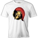 Lord T-Shirt A Spartan Warrior Helmet On A Circular Background Beyaz Erkek Tshirt - XL