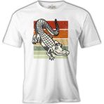 Lord T-Shirt Alligator On Earth Colors Background Beyaz Erkek Tshirt - 2XL