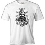 Lord T-Shirt Anchor Compass Ship Helm Beyaz Erkek Tshirt - XL