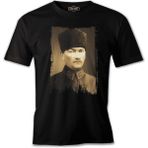 Lord T-Shirt Atatürk - Portre Rozet Siyah Erkek Tshirt