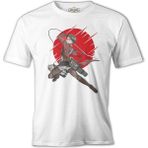 Lord T-Shirt Attack On Titan Levi - Red Moon Beyaz Erkek Tshirt - XXXL
