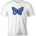 Lord T-Shirt Beautiful Blue Butterfly Beyaz Erkek Tshirt - 2XL