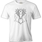 Lord T-Shirt Deer Under Moon Beyaz Erkek Tshirt - XXXL