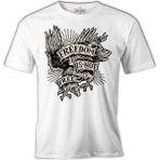 Lord T-Shirt Eagle Freedom Is Not Free Beyaz Erkek Tshirt - 2XL